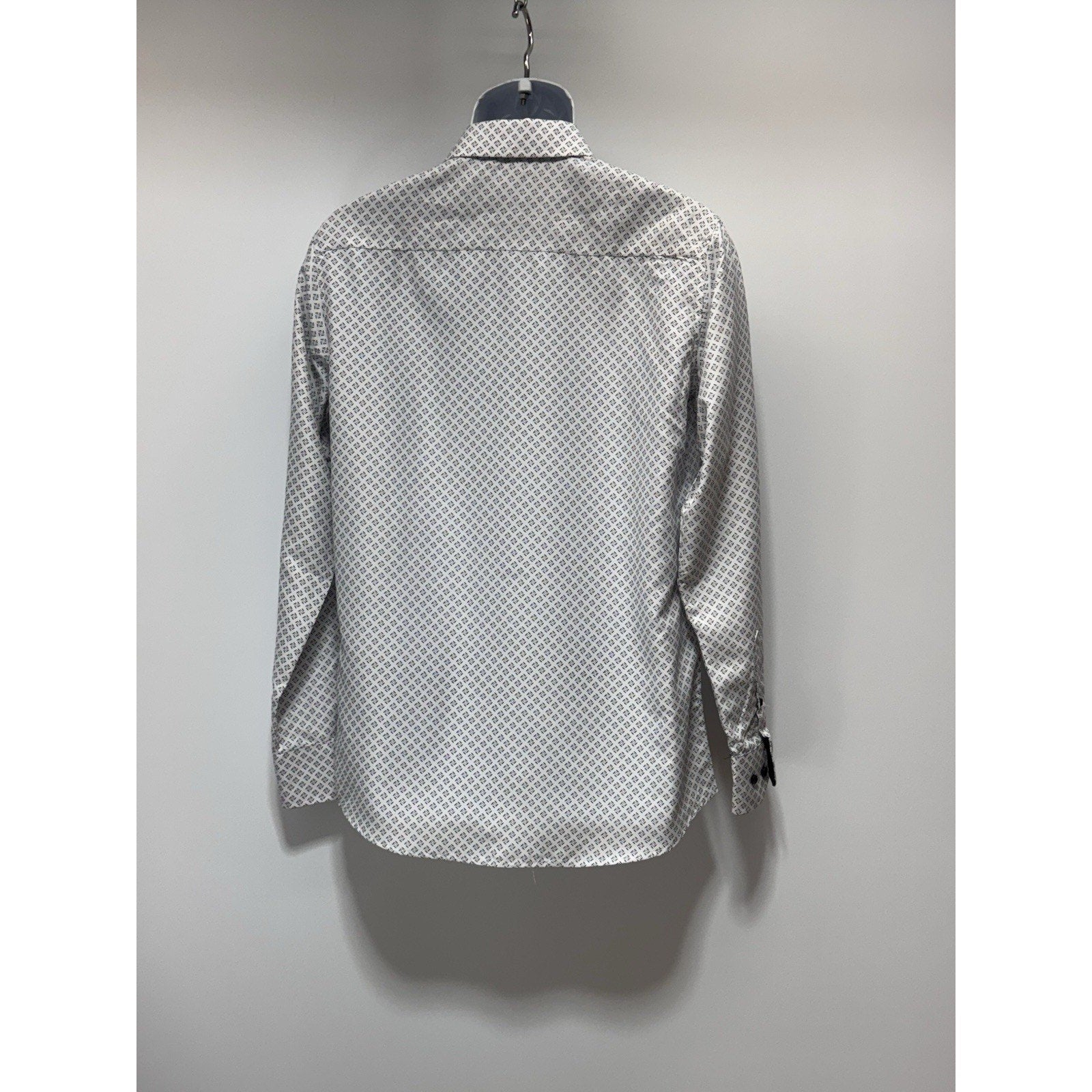 NWT Silver Stone White Black Geometric Print Modern Fit Button-Up Shirt Mens M