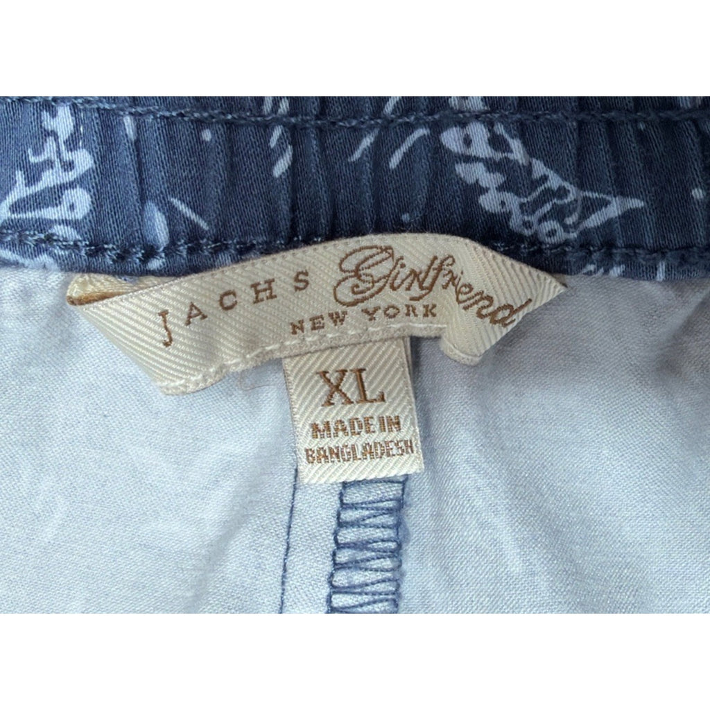 Jachs Girlfriend Shorts XL Blue Floral Stretch Satin Chino Womens Beach Preppy