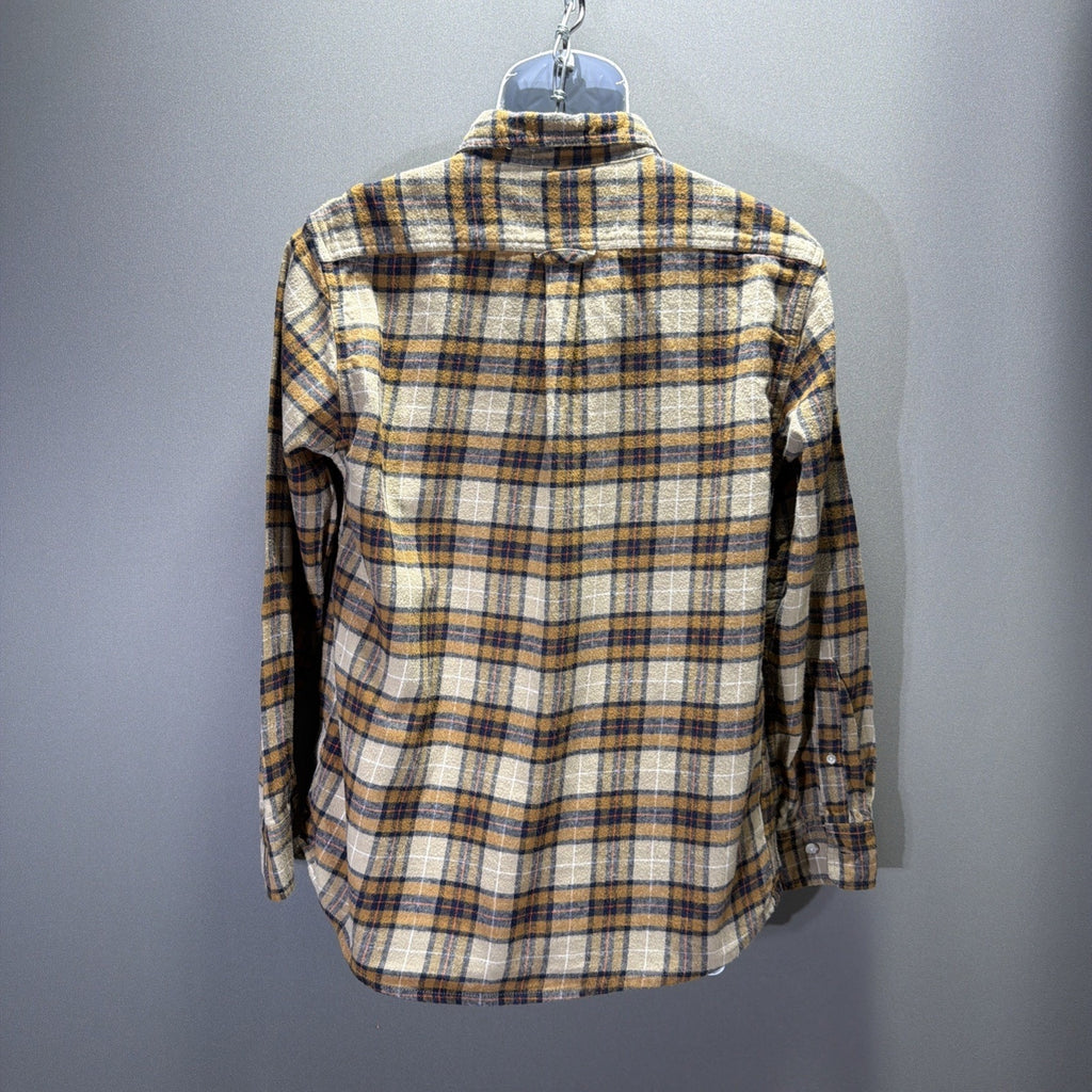 Eddie Bauer Shirt Blue Brown Plaid Flannel Mens Size Medium Outdoor Casual