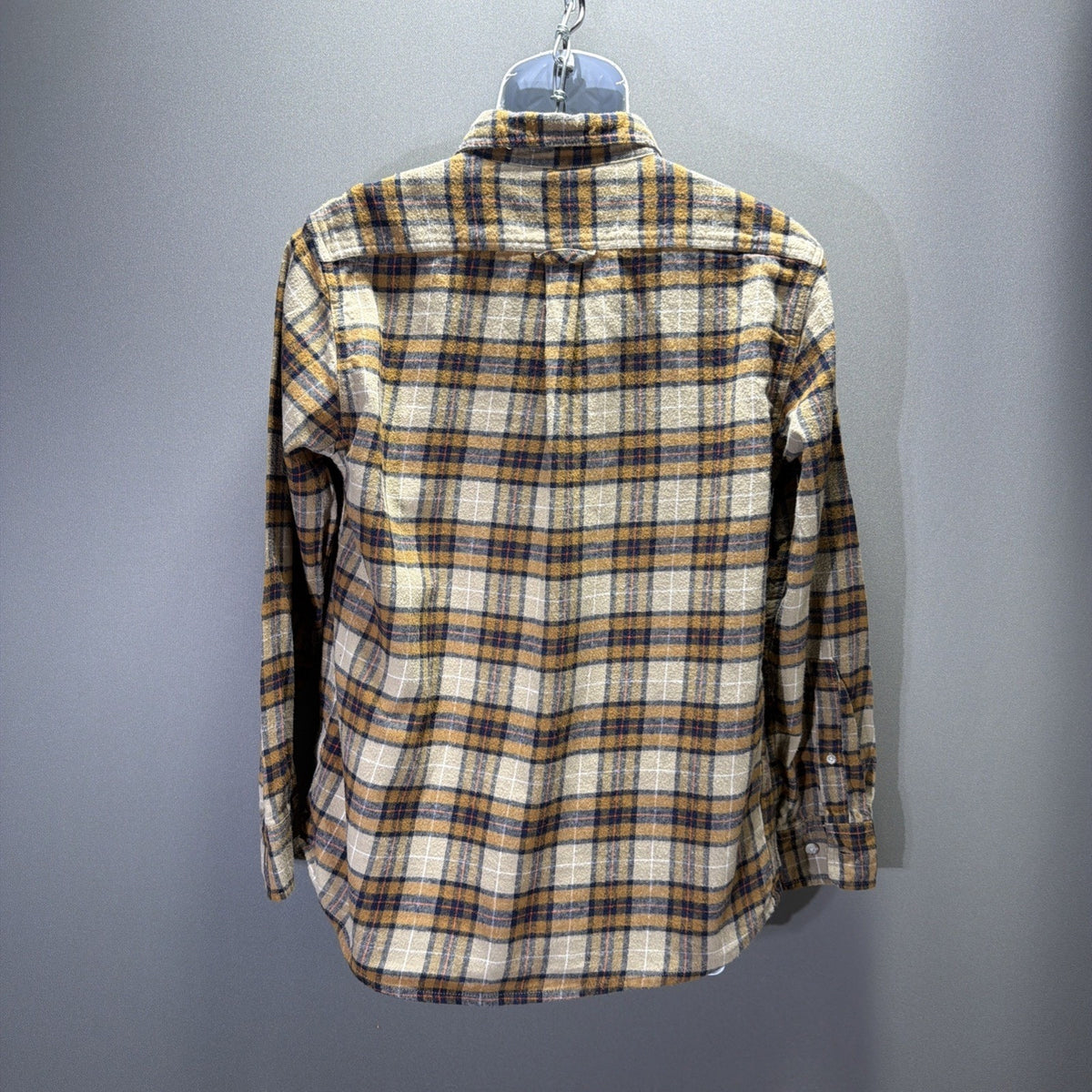 Eddie Bauer Shirt Blue Brown Plaid Flannel Mens Size Medium Outdoor Casual