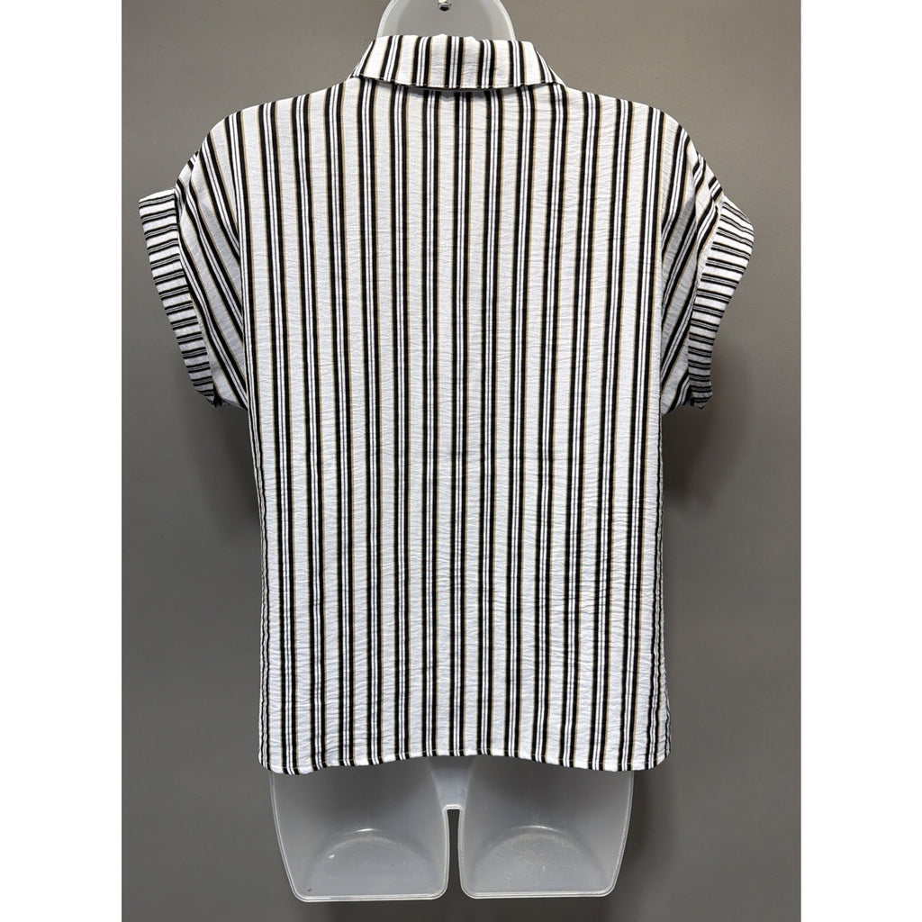 Elizabeth & Nicole Cap Sleeve Blouse Womens Small Button Down Career Casual