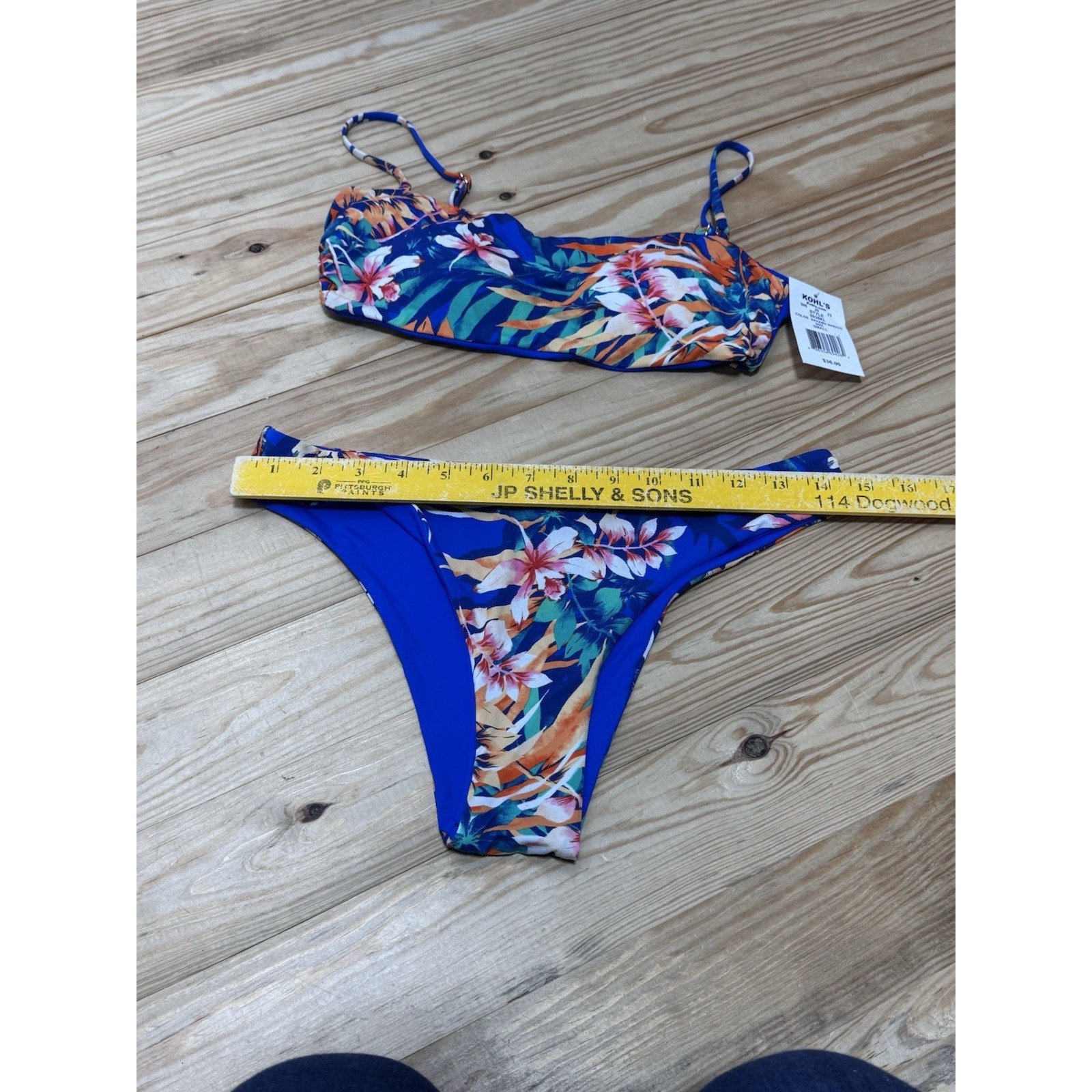 Tinibikini Swimwear Set Bikini Blue Floral 2 piece New With Tags Small