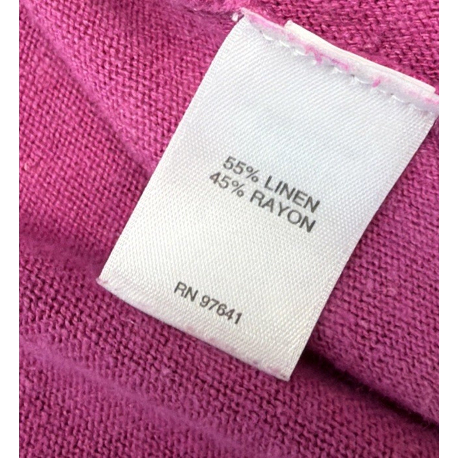 J.JILL Women's 3/4 Sleeve Circle Neck Linen Blend Top S Fuchsia