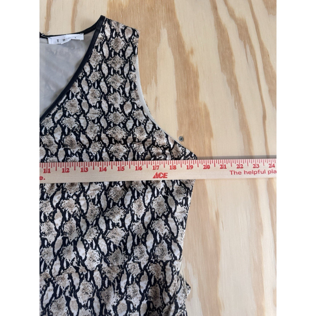 THML Tan and Black Snake Print Sleeveless Tie Waist Jumpsuit Size Small