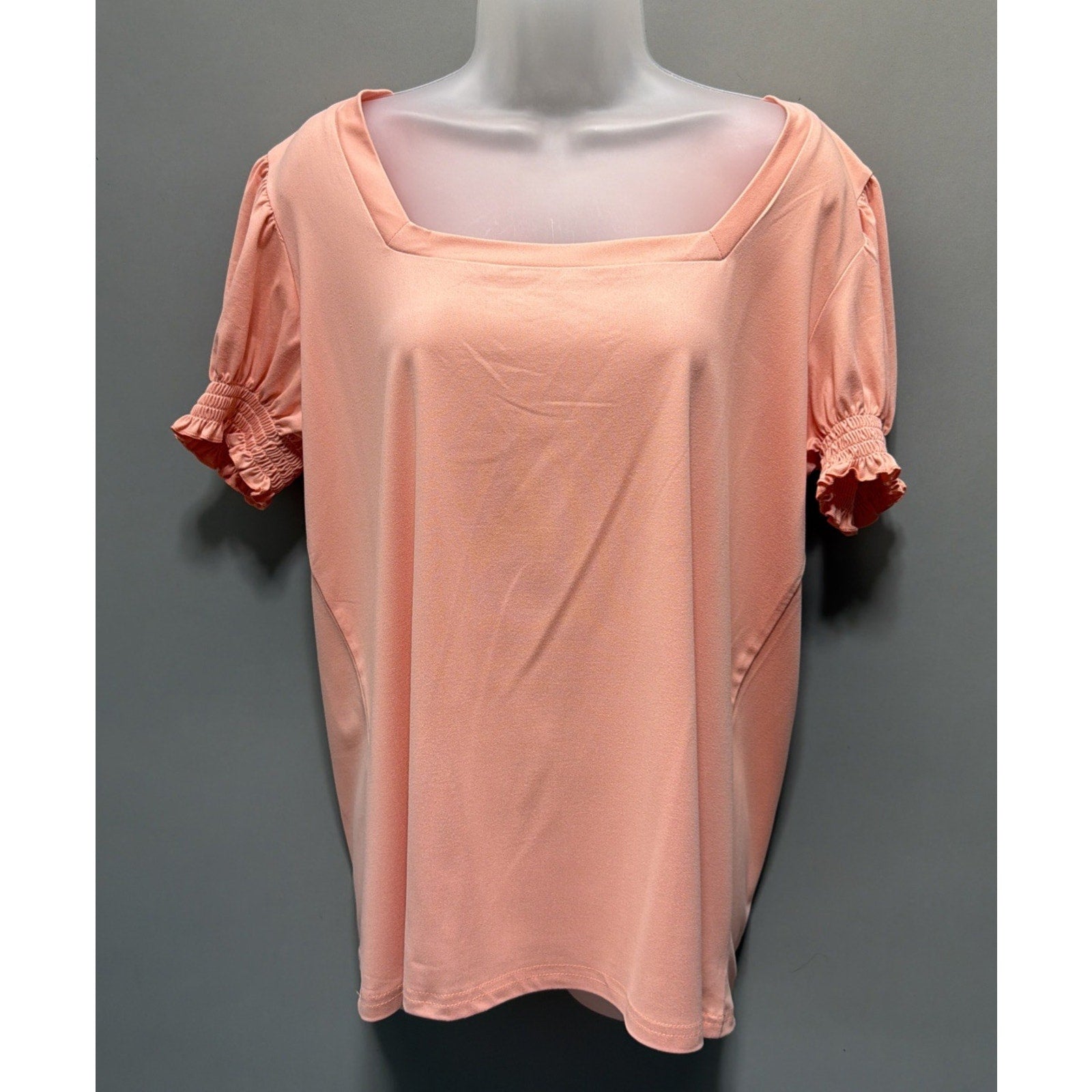 Misifi Coral Square Neck Puff Sleeve Top L Smocked Ruffle Cuff NWT