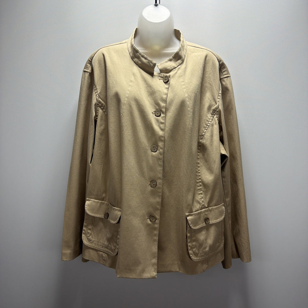 Sigrid Olsen Khaki Utility Safari Jacket Cotton Stretch Blazer Womens Plus Sz 24