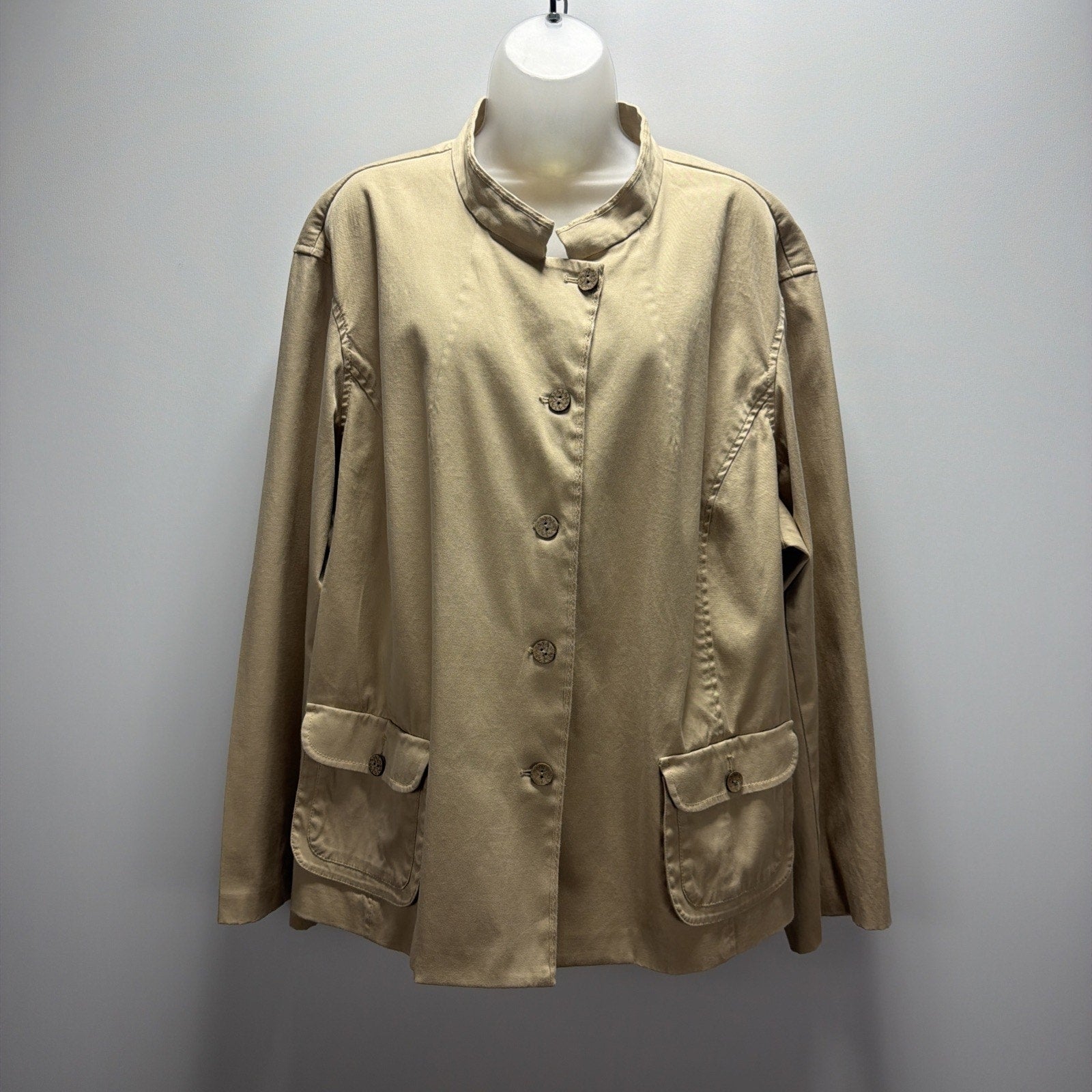 Sigrid Olsen Khaki Utility Safari Jacket Cotton Stretch Blazer Womens Plus Sz 24