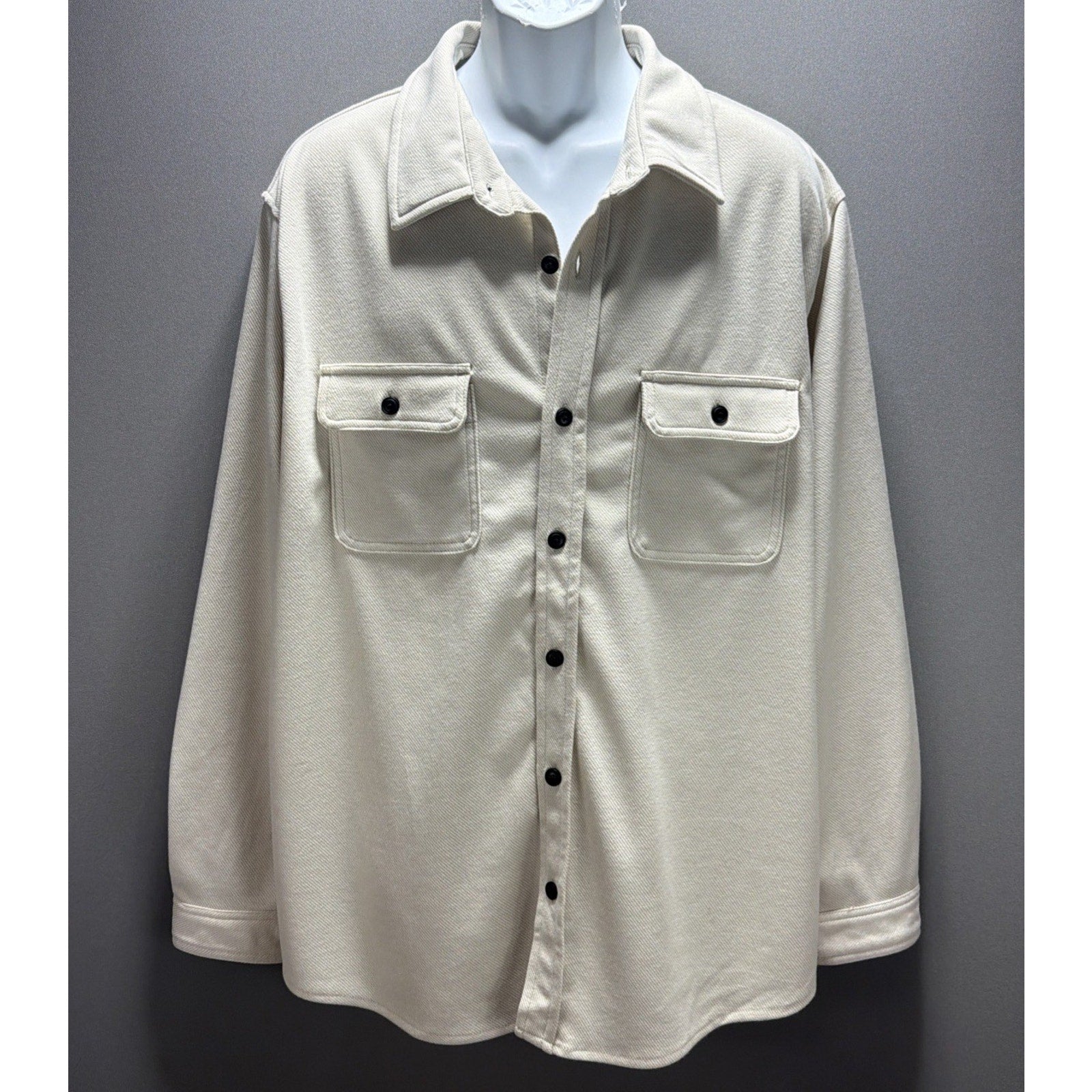 New Men Comfort Wear Soft Shirt Cream Stretch Goodfellow & Co Big 2XL NWT