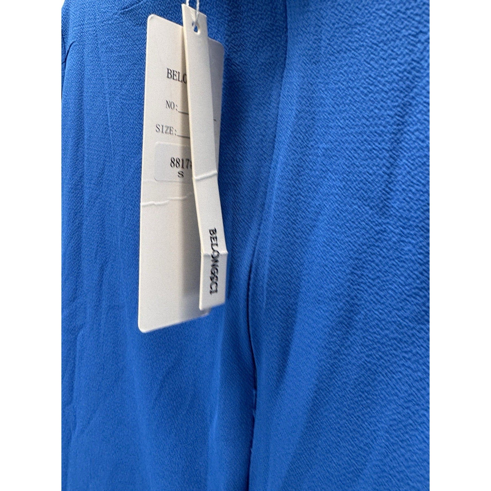 BELONGSCI Blue Dress V-Neck Bell Sleeve Shift Dress Mini Dress Women’s Size S
