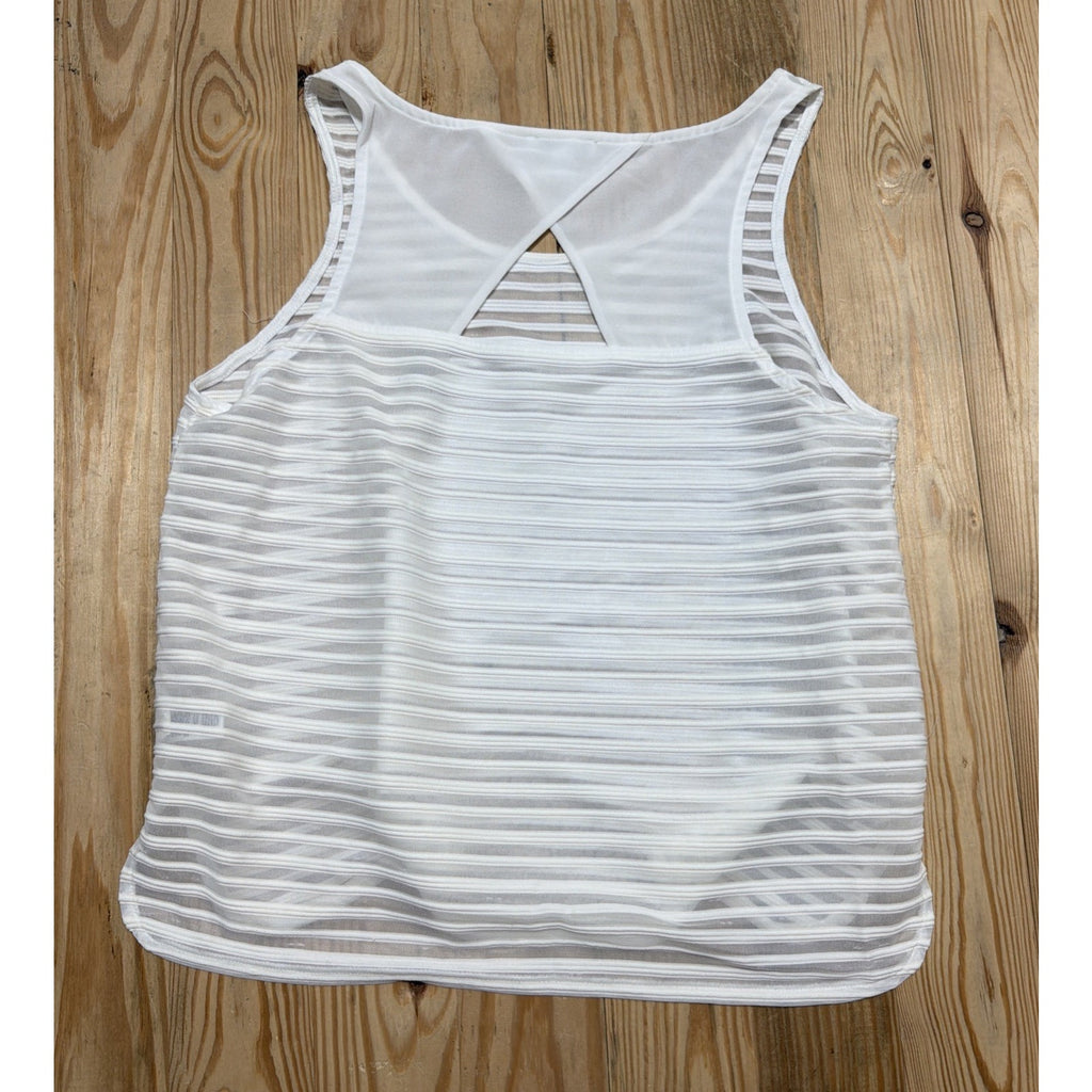 Express Petite Size S Sheer Ribbed White Top Blouse Women Modern Stylish Back