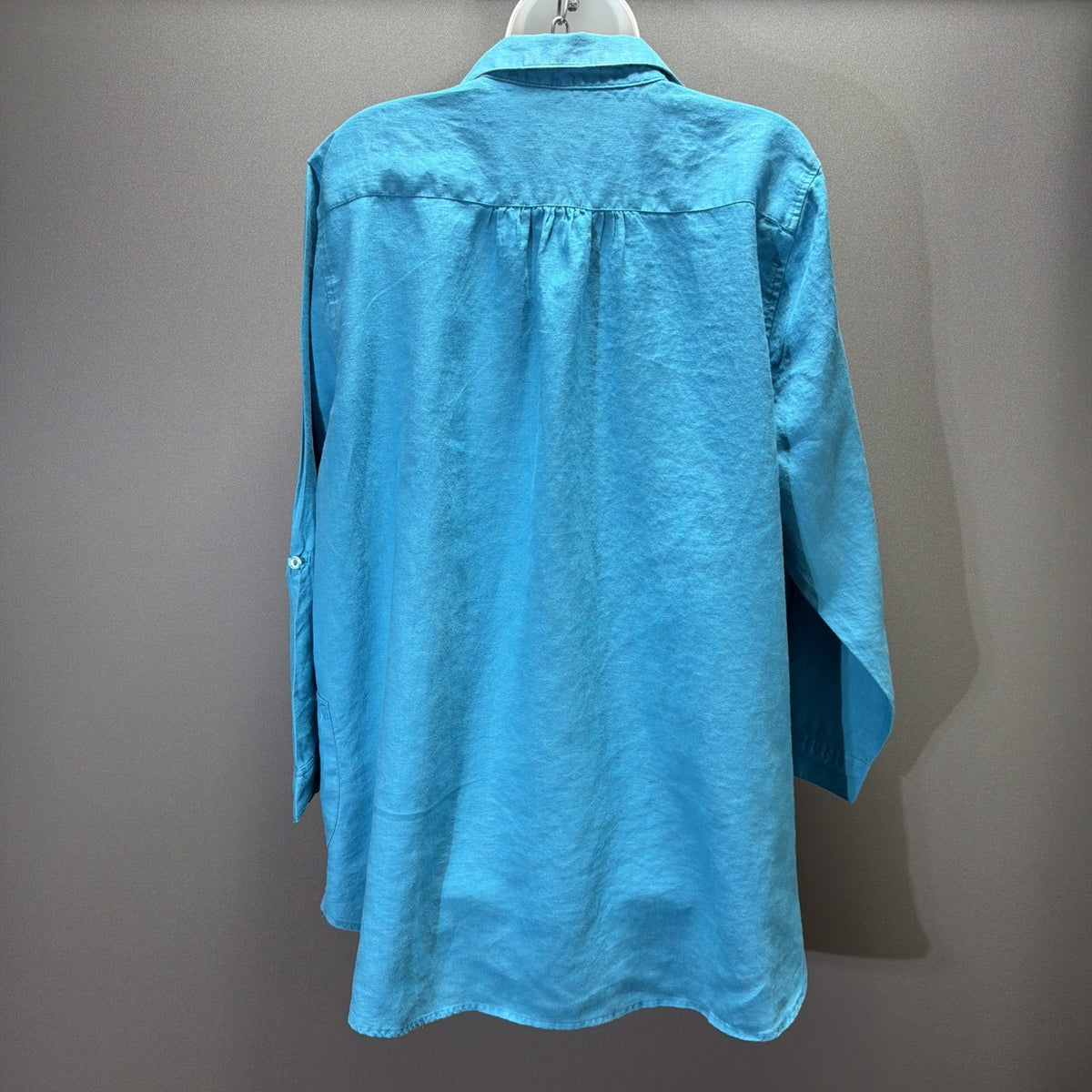 For Cynthia Beachwear Turquoise 100% Linen Tunic Women's Plus Size 2X Spot