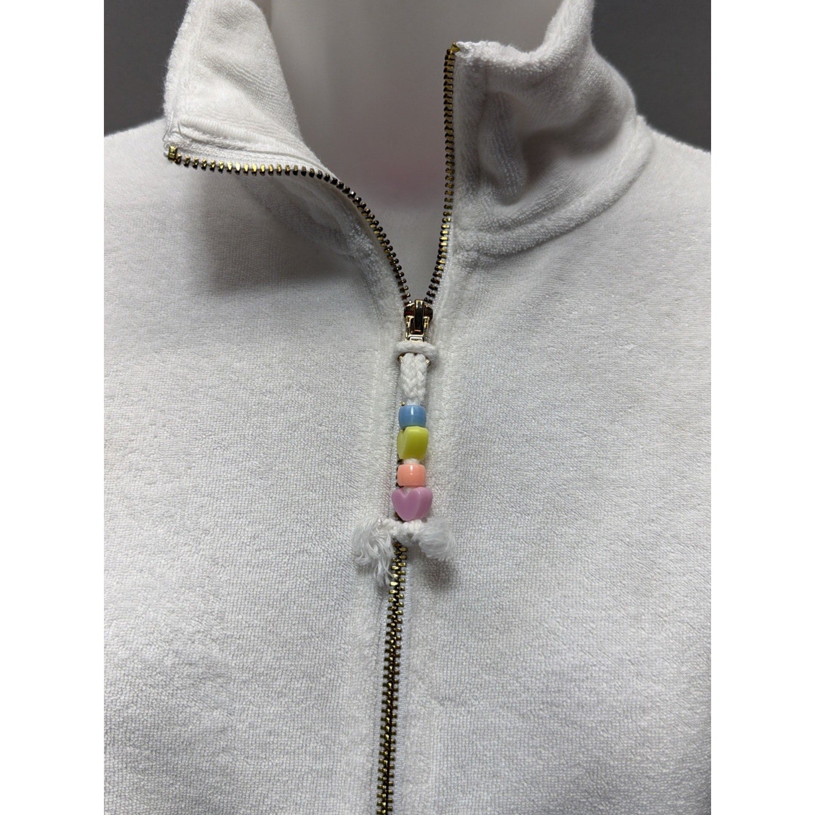 Stoney Clover Lane x Target Cropped Half Zip White terry Sweatshirt XS