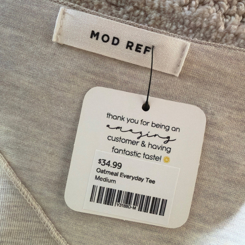 Women's MOD REF Oatmeal Soft Modal Everyday Tee NWT Size Medium Stretch