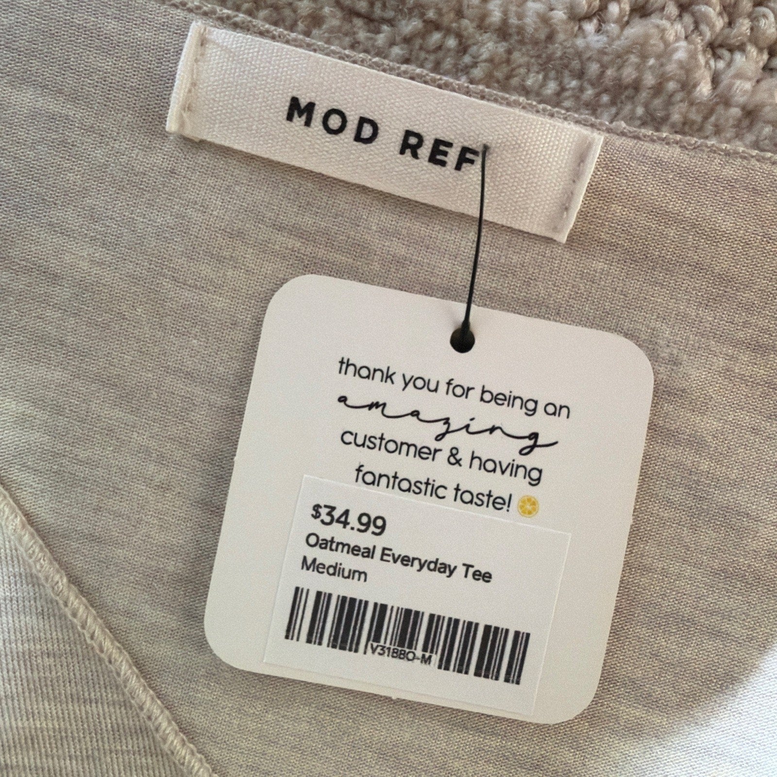 Women's MOD REF Oatmeal Soft Modal Everyday Tee NWT Size Medium Stretch
