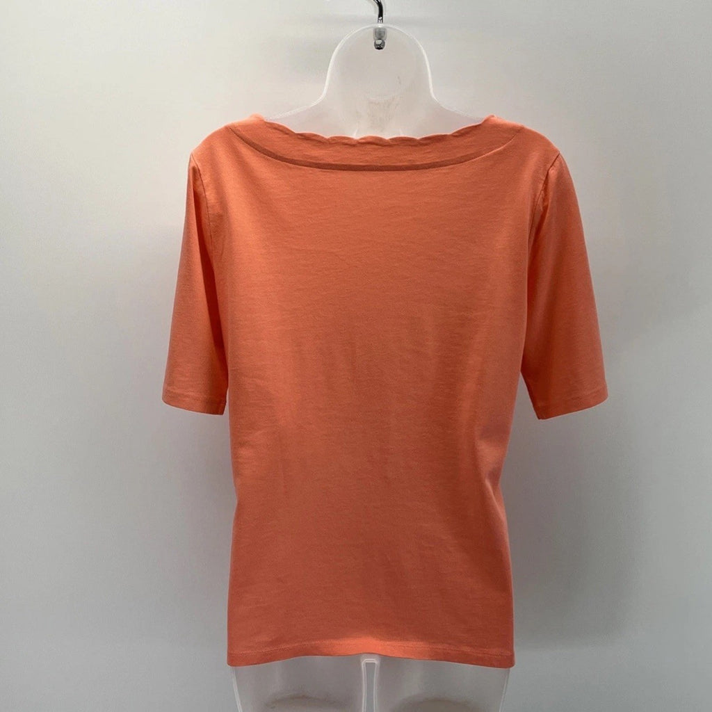 Talbots Woman Scallop Neck Short Sleeve Top Womens M Pima Cotton Soft