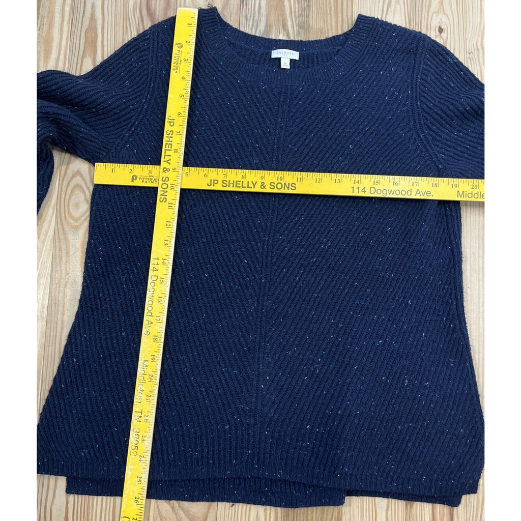 Talbots Navy Blue Cotton Blend Ribbed Knit Sweater Size Medium