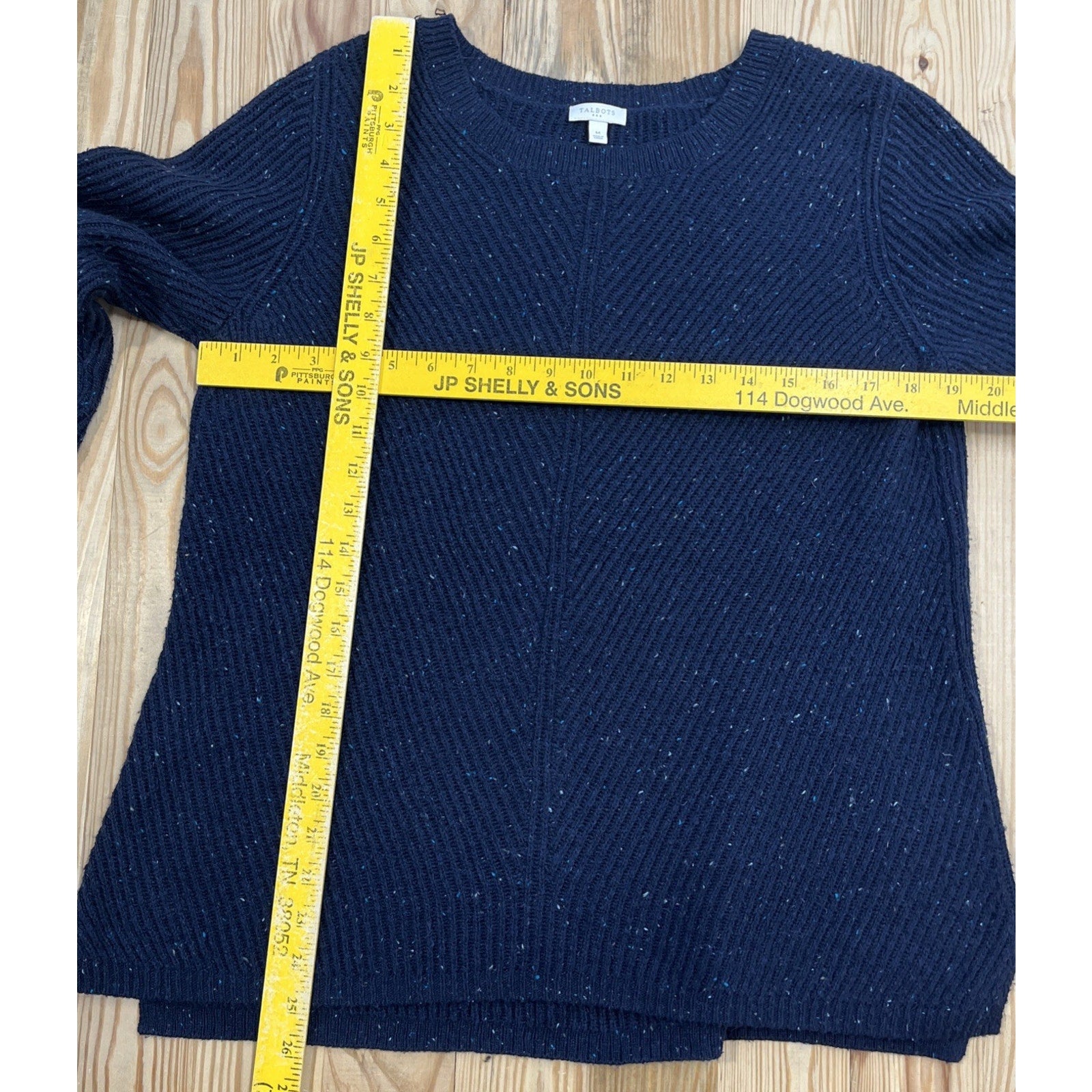 Talbots Navy Blue Cotton Blend Ribbed Knit Sweater Size Medium
