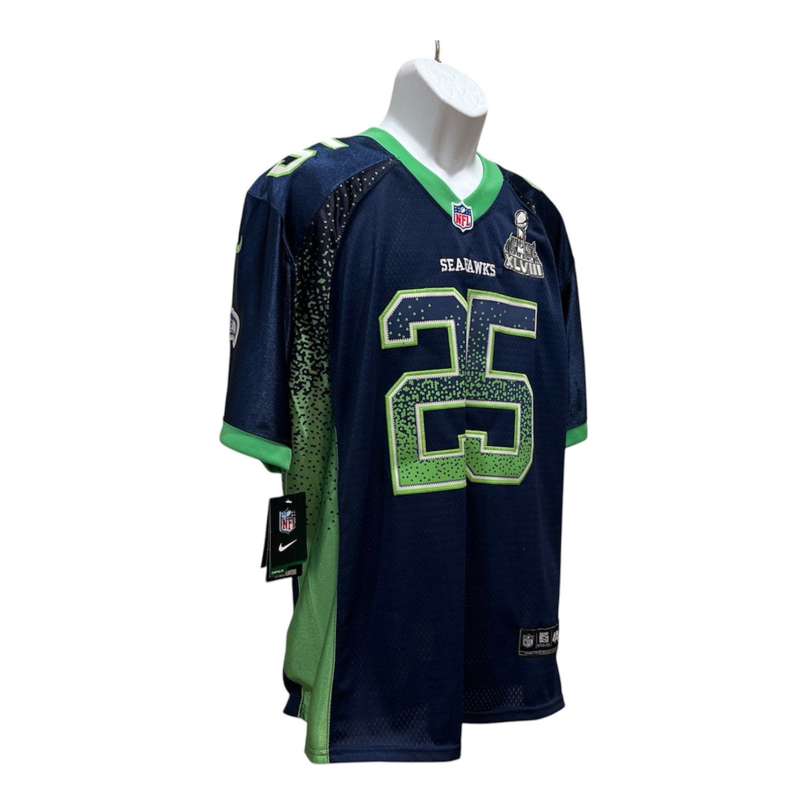 NWT NFL Nike On Field Super Bowl XLVII Richard Sherman Sewn Jersey Size 44