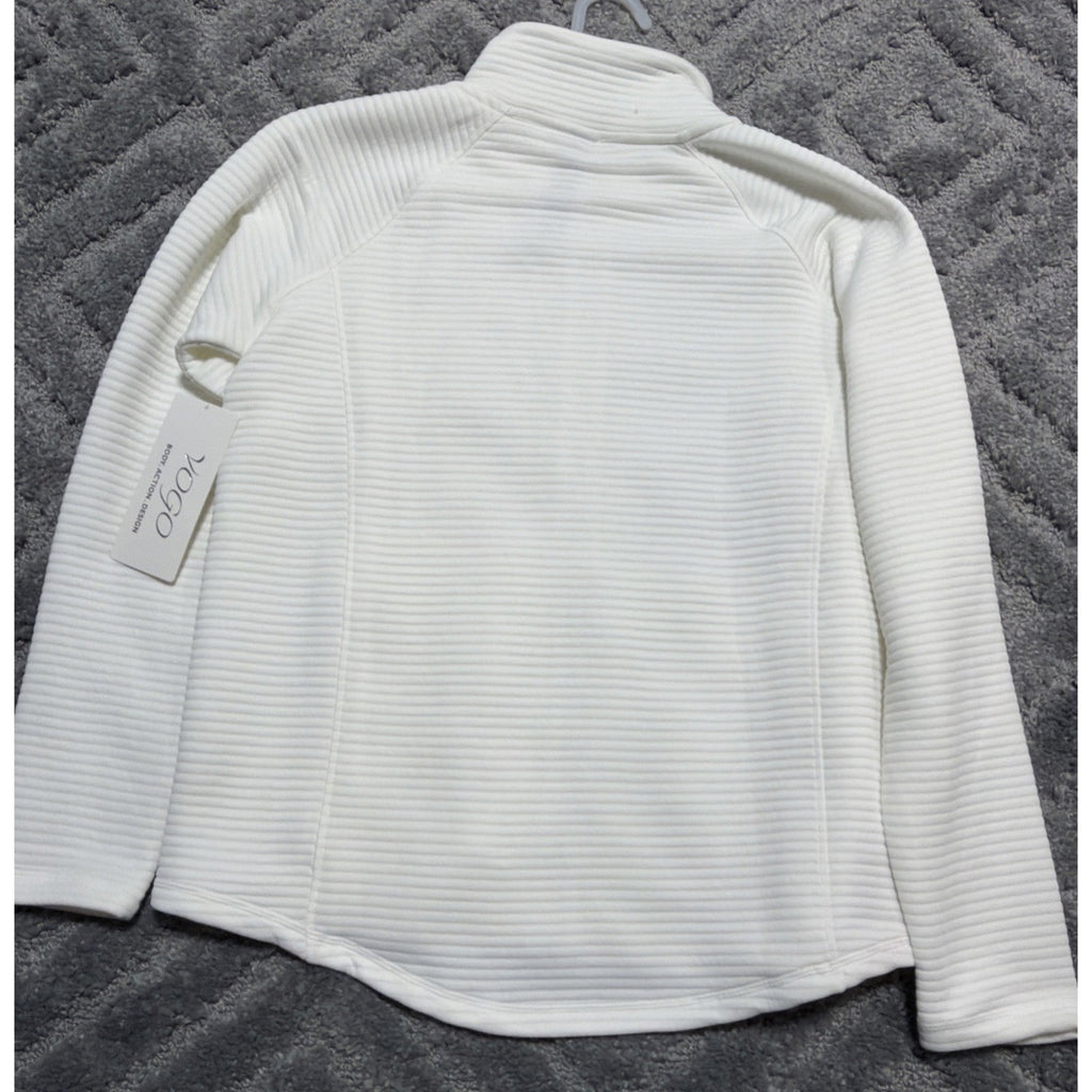 Vogo Ribbed Full Zip Jacket Ivory Size Large Running Yoga Soft New