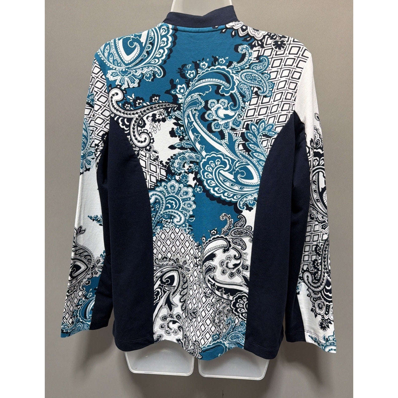 Susan Graver Weekend Jacket Women’s Multicolor Paisley Print Knit Full Zip
