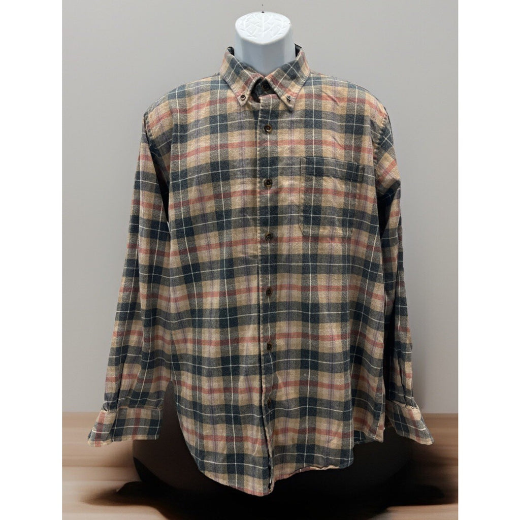 Orvis Lodge Plaid Luxury Flannel Cotton Trail Button Shirt Mens Large