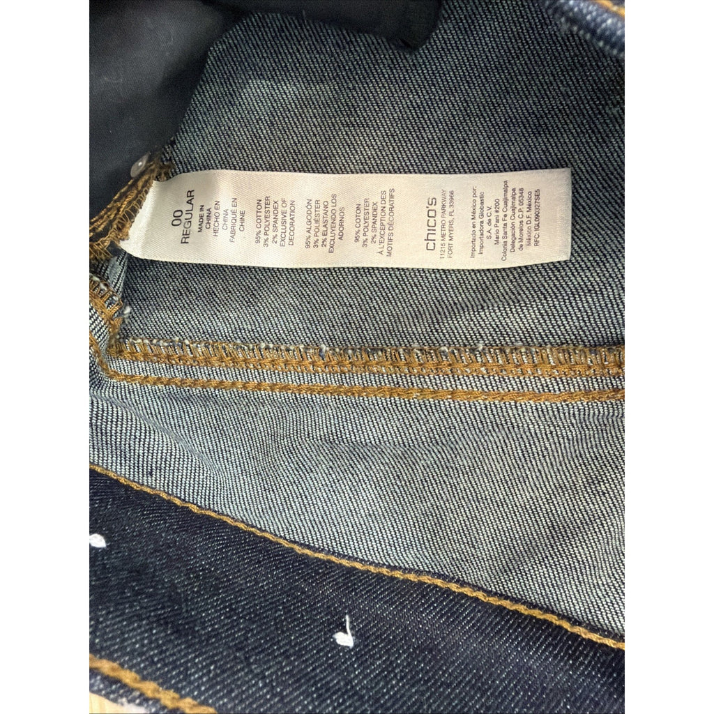 Chico's The Platinum Size 00 Barely Boot Dark Stretch Denim Jeans 29x30 EUC