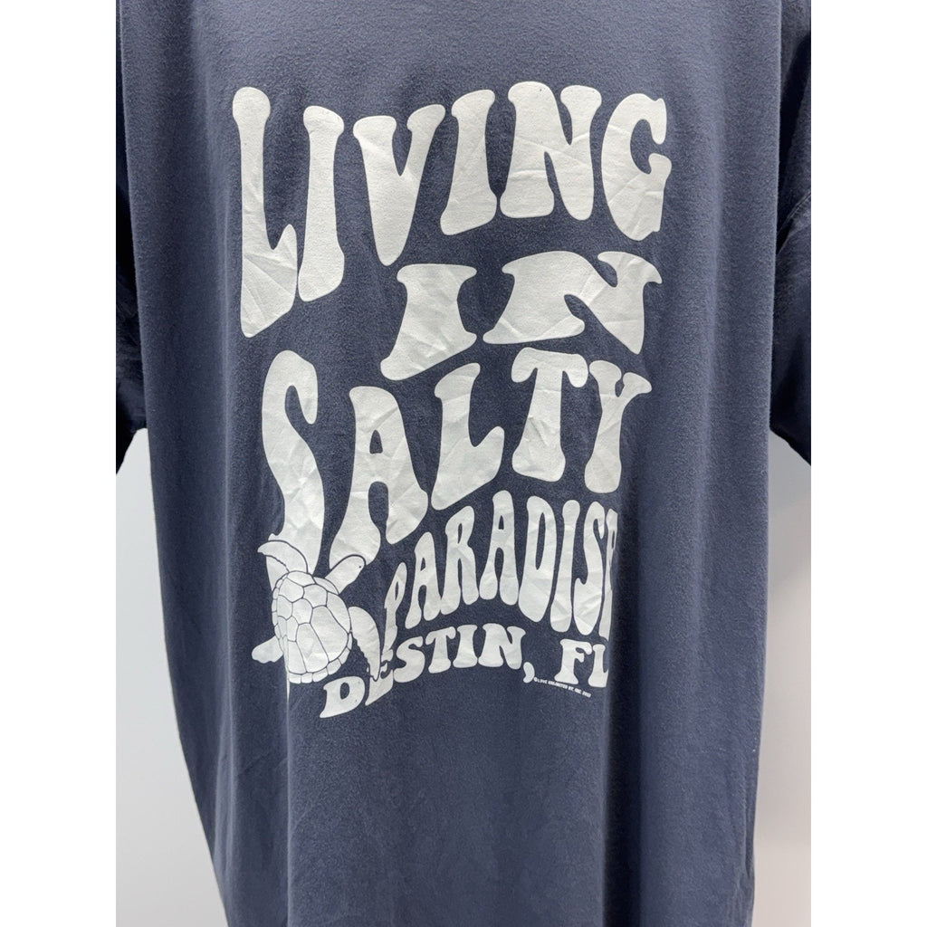 Living In Salty Paradise Destin, FL Beach Zone T-Shirt Size 2XL Blue NWT