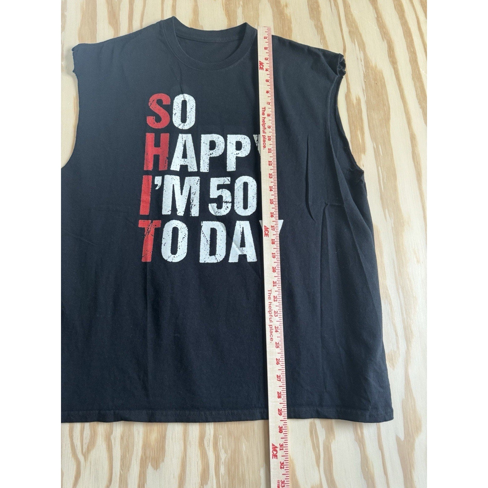 So Happy I’m 50 Today Funny 50th Birthday Shirt Black Cut Off Tee XL No Tag