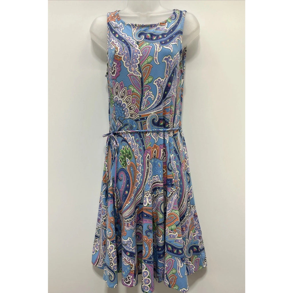 LAUREN RALPH LAUREN Paisley Knit Dress, Blue Multicolor, S