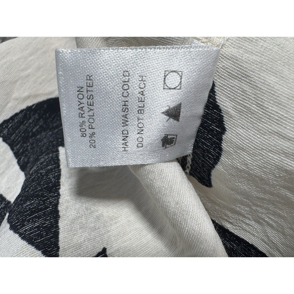 Ces Femme Abigail Top White With Black Floral Design No Tag Long Sleeve 2X