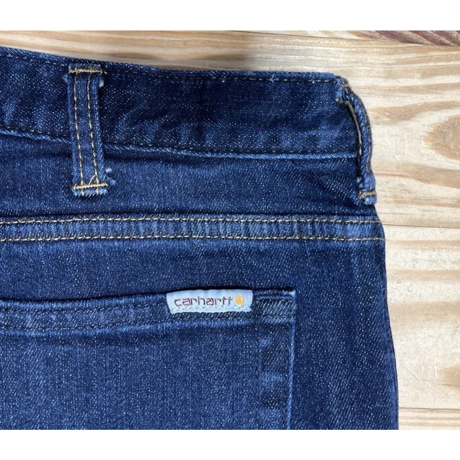 Carhartt Jeans Womens 14 Blue Flannel Lined Original Fit Straight Leg Hem 33x27