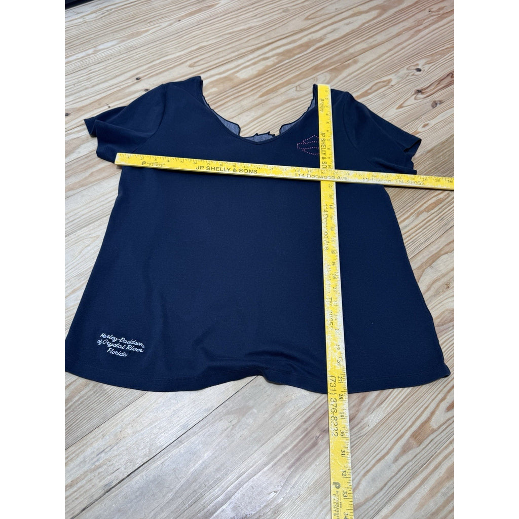 Crystal River Harley Davidson Eagle Chrome Cutout Short Sleeve Women’s Size 1X