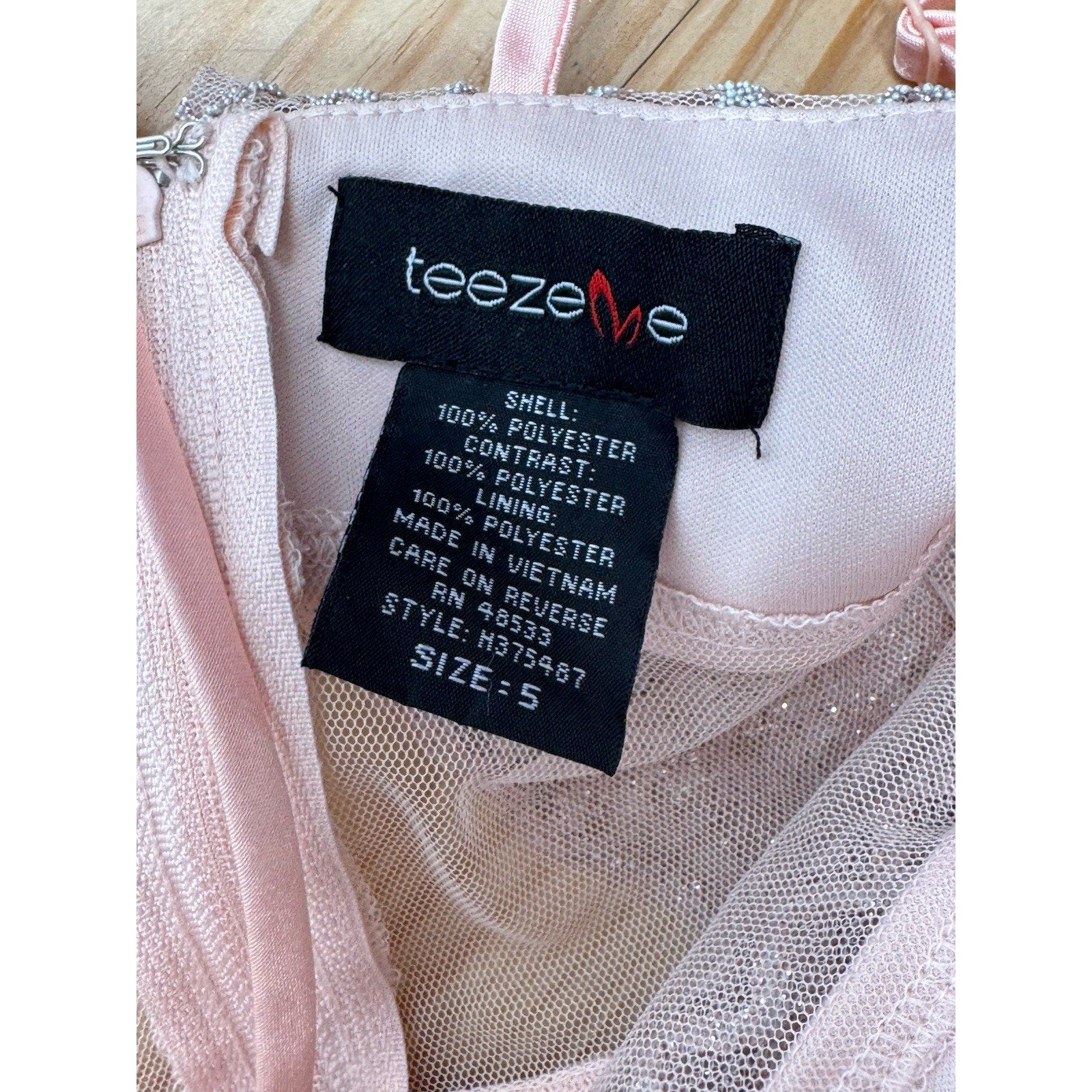 Teeze Me Blush Embroidered Chiffon Tulle Flutter Dress, Prom Sleeveless Junior 5