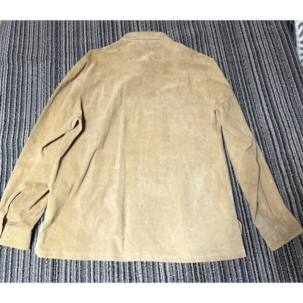 NWOT NDX Nederland Men XL Tan Suede Leather Shirt Jacket Western Overshirt