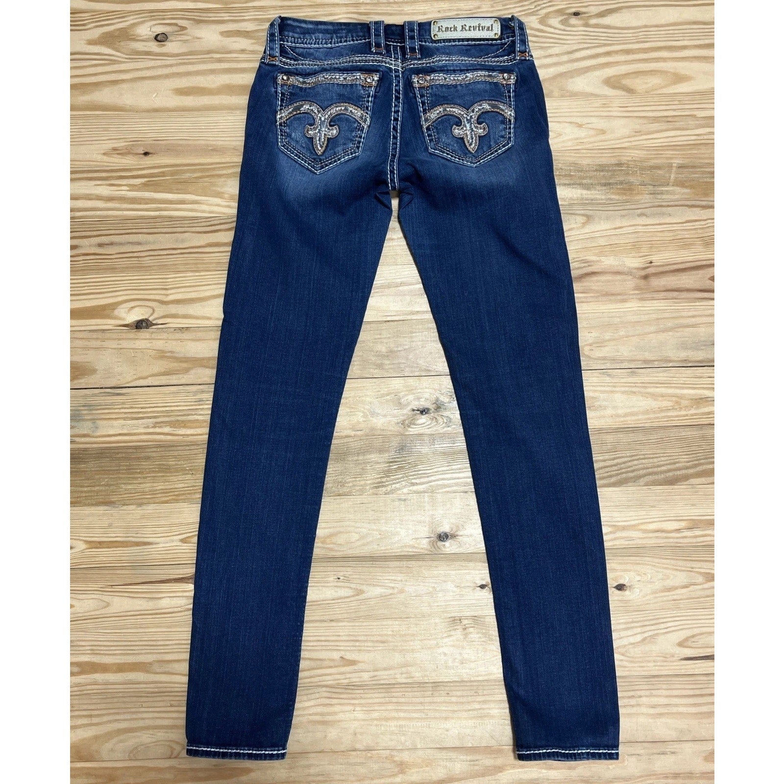 Rock Revival Alanis Skinny Jeans Thick Stitch Embroidered Size 27