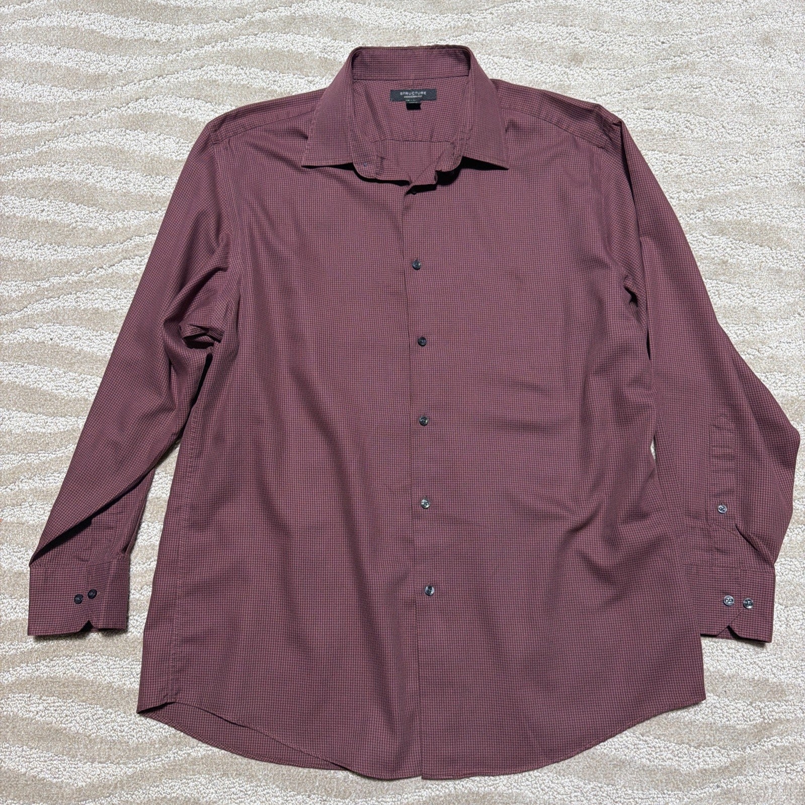 VTG Y2K Structure Gingham Dress Shirt | Mens L Collared Button Up