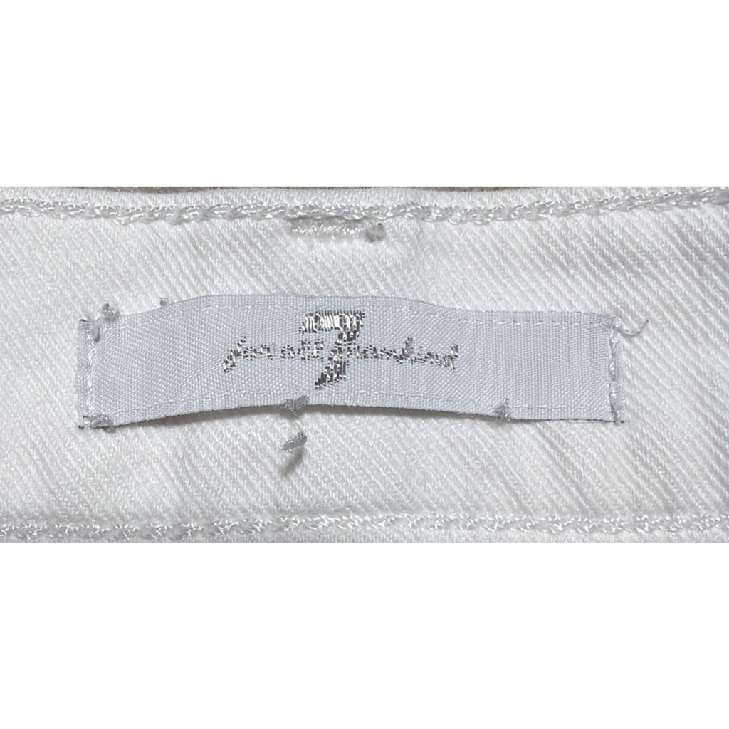 7 FOR ALL MANKIND Jeans Size 28 CROPPED BOOT FLARE Raw Hem White Stretchy