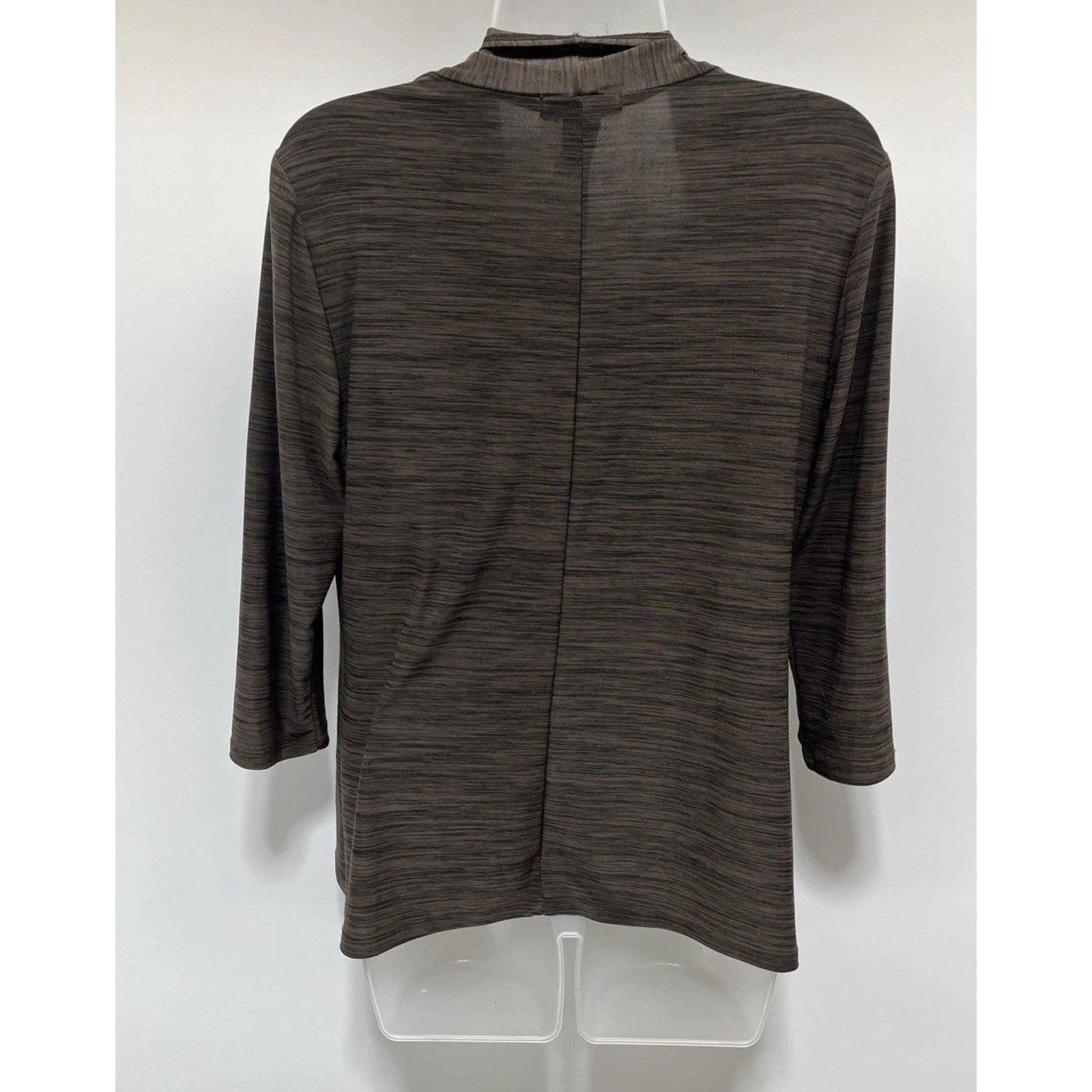 Susan Lawrence Womens Cardigan Sz M Brown Attached Black Cami 3/4 Sleeve