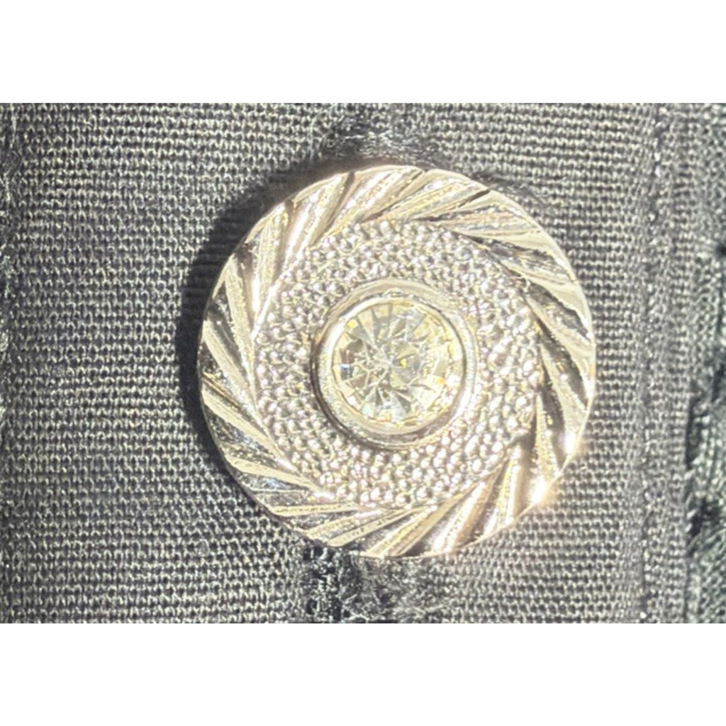 Vtg Black Cat LA Black Lace Ruffled Long Sleeve Embellished Embroidered Top M