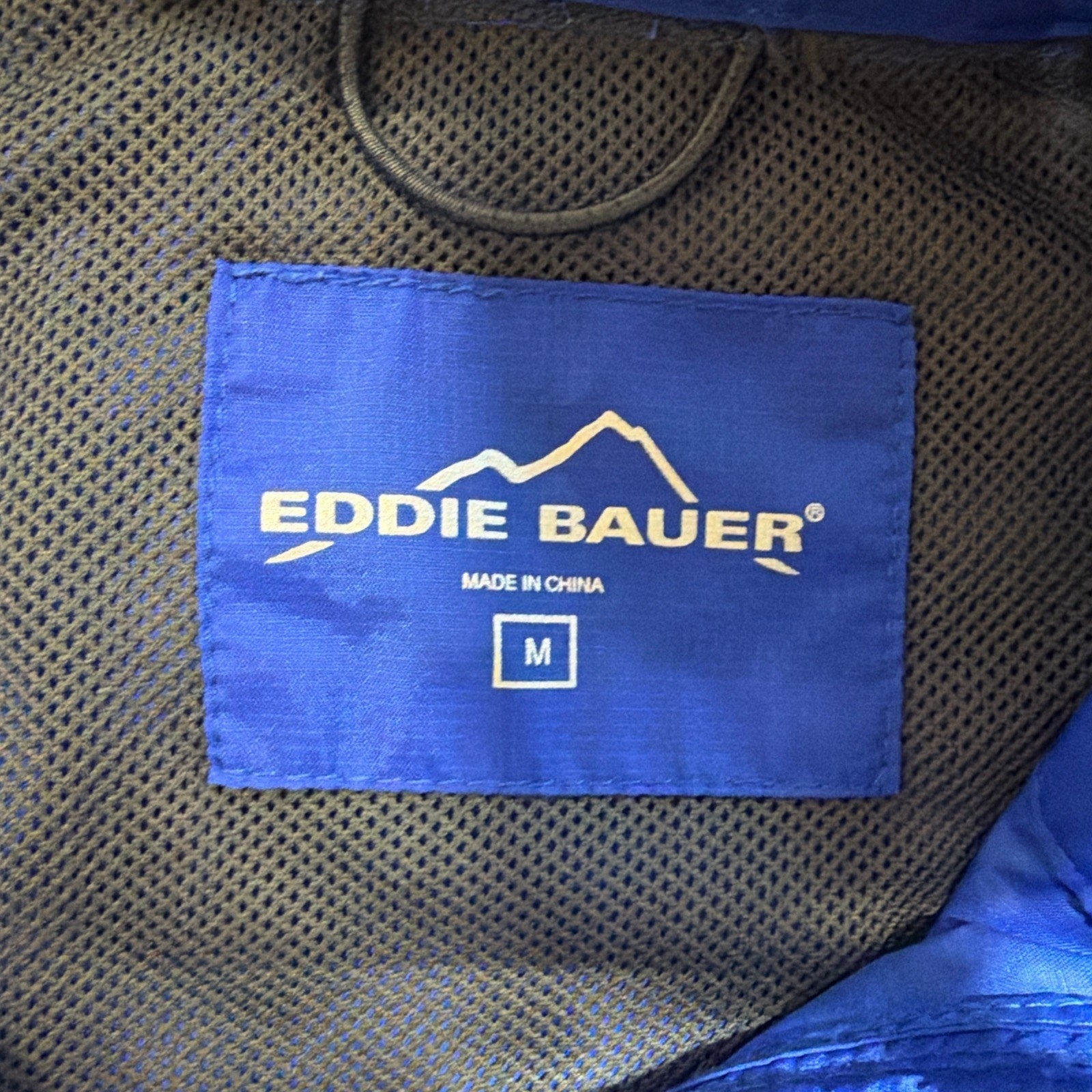 EDDIE BAUER Women's M Packable Rain Jacket Royal Blue Company Logo Karmak