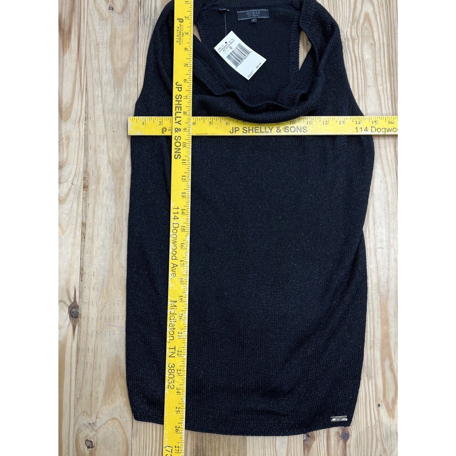 NWT Guess Los Angeles Women's Black Sleeveless Tank With Silver Shimmer Sz Small