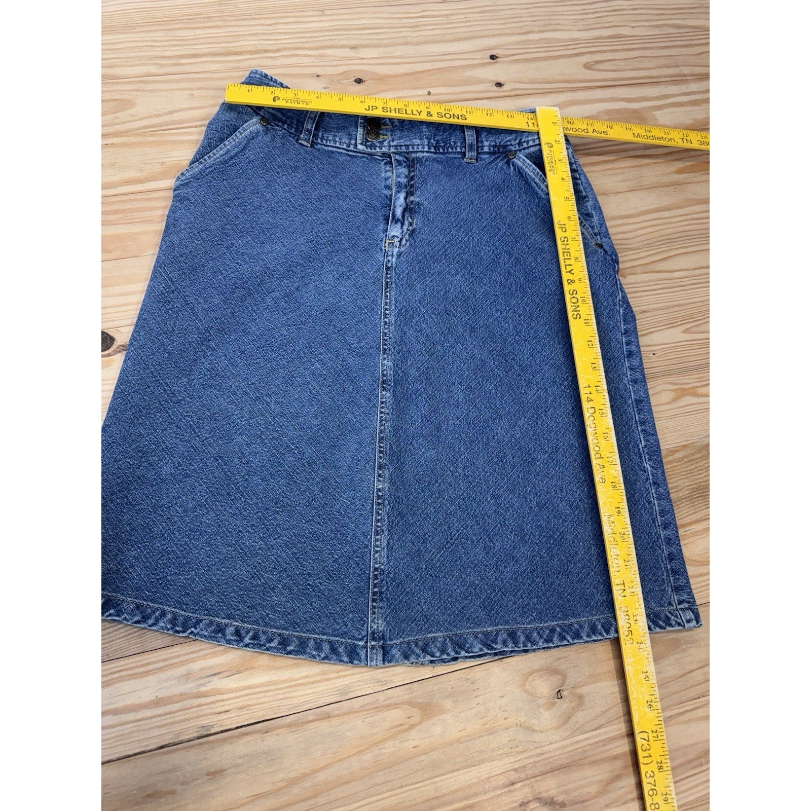 Vintage 90s Crazy Horse A-Line Denim Skirt Stretch Women’s Size 10