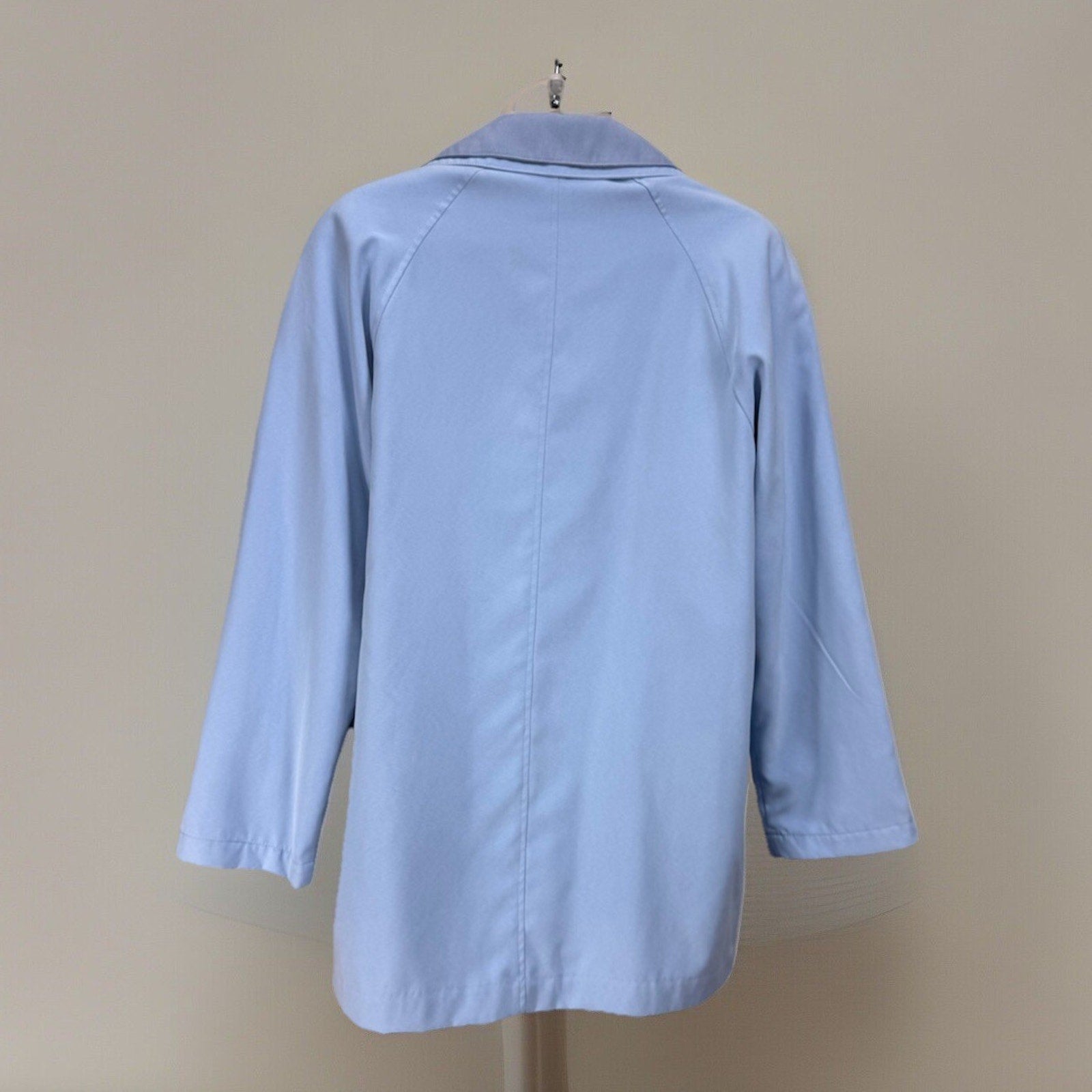 London Fog Women’s Sorbet Blue Jacket Size Small Petite Long With Hidden Button