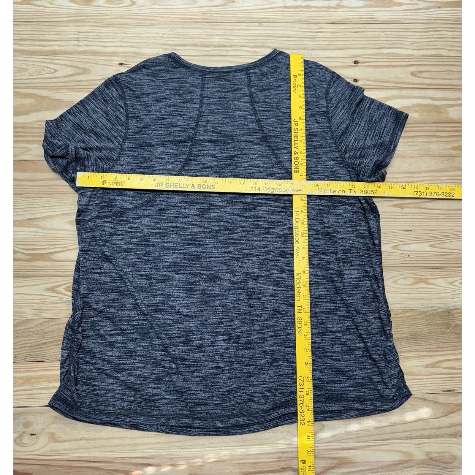 Terra & Sky Gray Athletic Knit Top Short Sleeve Women’s Plus 2X (20W-22W)