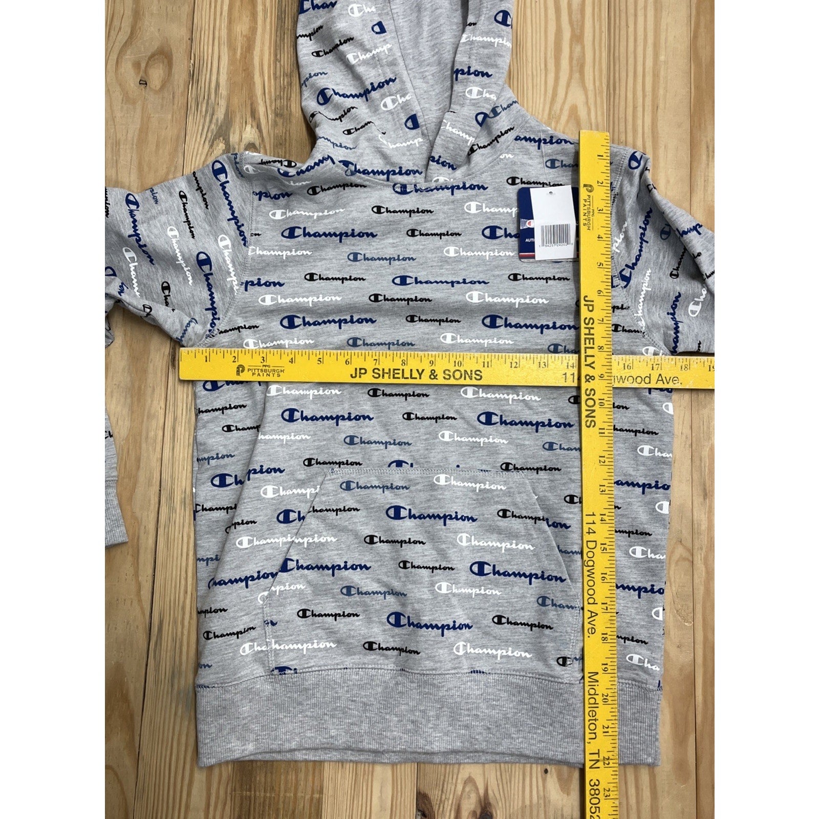 $65 Champion Kids Boys Gray Hoodie Logo Print Pullover Sweater Size M