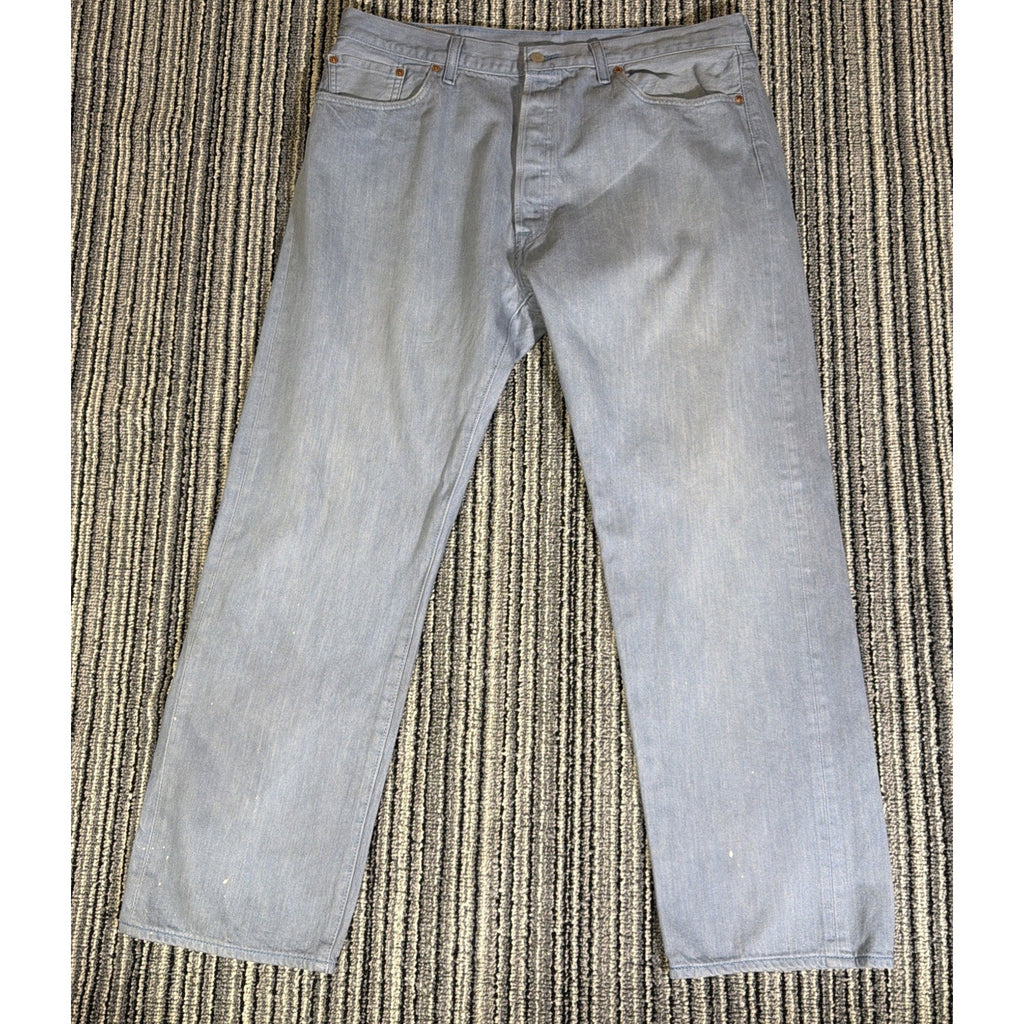 Levi's 501 Men's Gray Blue Straight Button Fly Jeans 40x32 Actual 38x30 Workwear