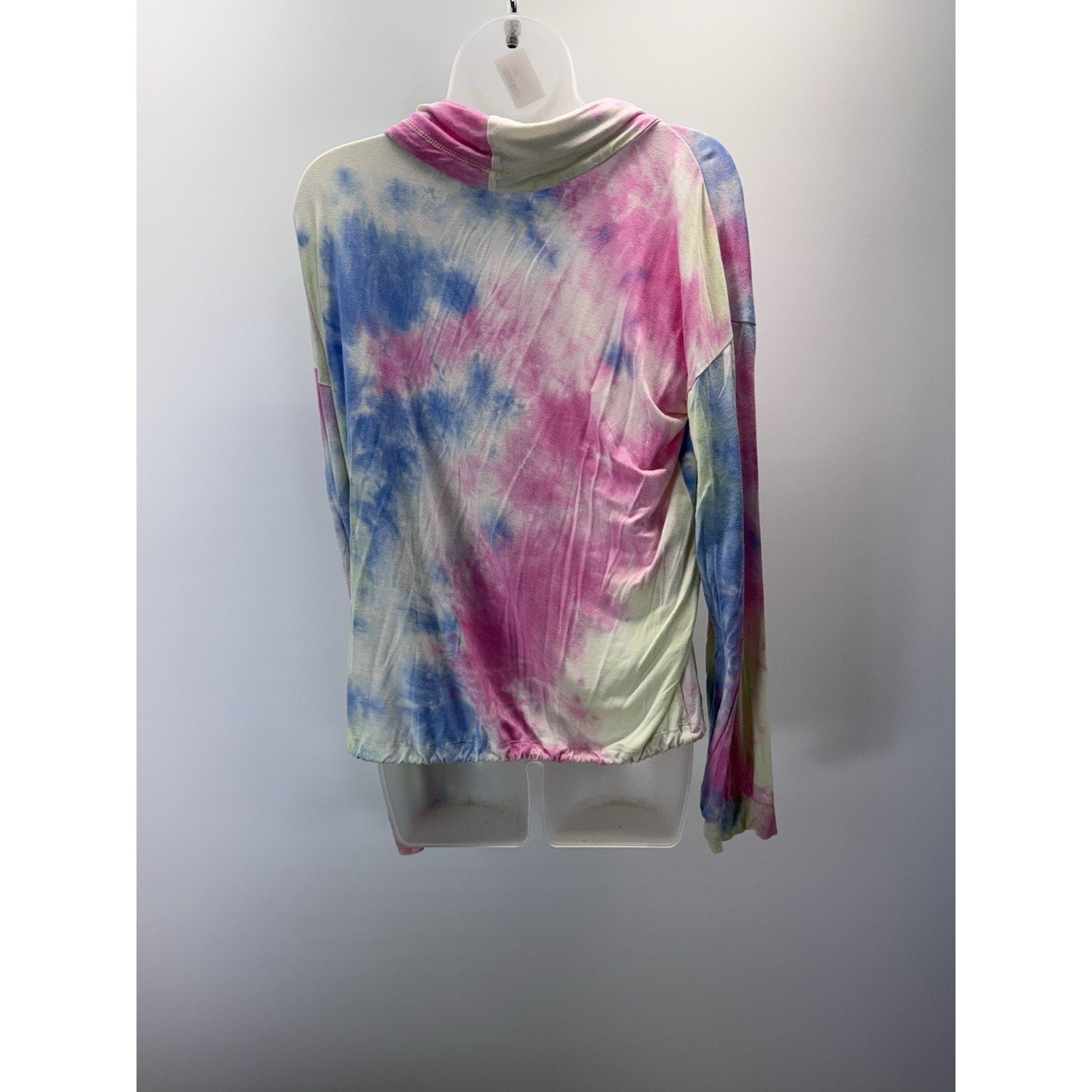 Hem & Thread Women’s Mockneck Sz L Tie-Dyed Pink Green Longsleeve
