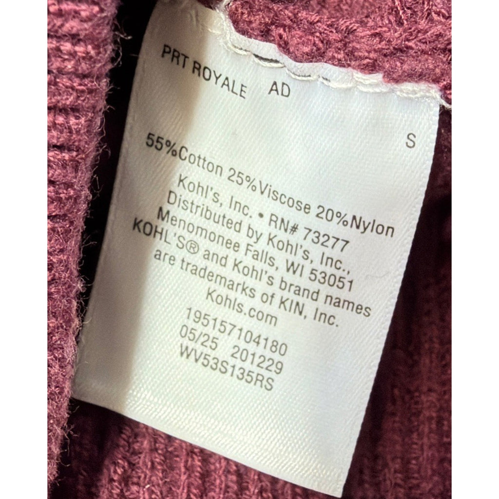 Women's S Simply Vera Vera Wang Snap Sweater Dolman Knitted Pullover NWT