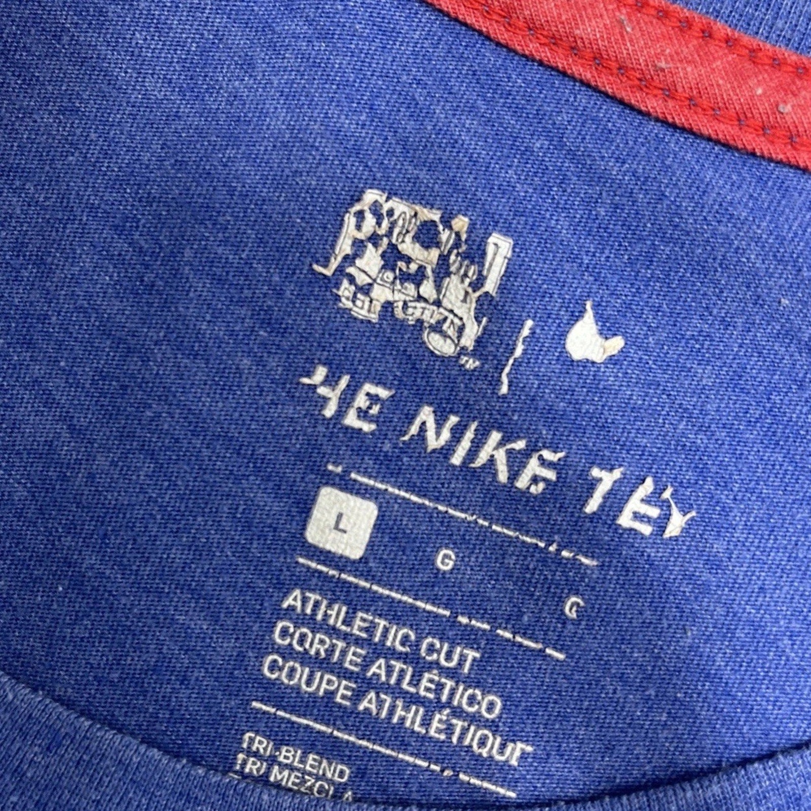 CHICAGO CUBS NIKE TEE Tri-Blend Blue Shirt Size Small Athletic Cut COOPERSTOWN