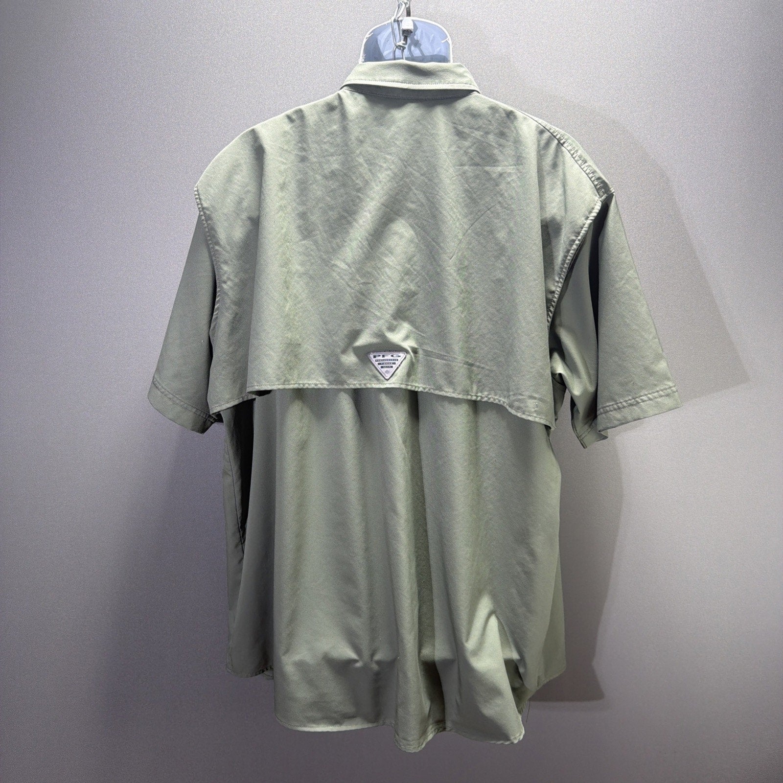 Columbia PFG Tamiami II Green Fishing Shirt Mens 2XL Omni Shade Short Sleeve